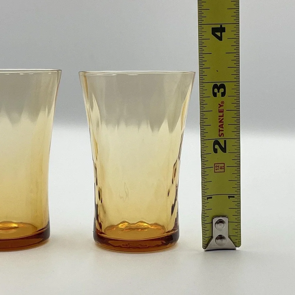 Vintage 1960s Amber Glass‎ Tumblers Set of 3 3.25